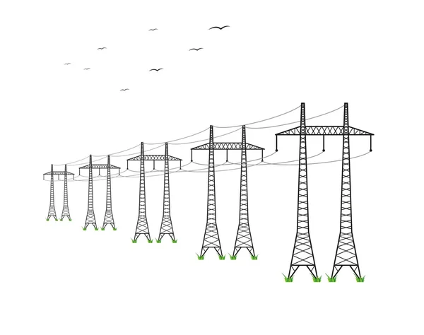 Hoogspanningsleidingen — Stockvector