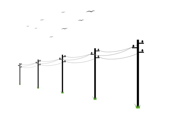 Hoogspanningsleidingen — Stockvector