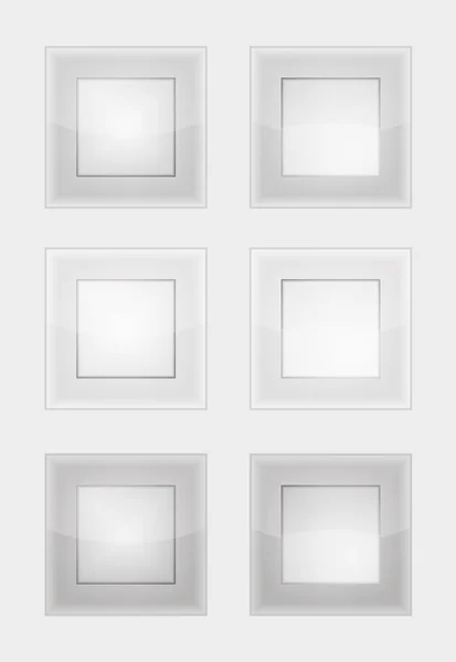 Seis insignias o botones cuadrados grises — Archivo Imágenes Vectoriales
