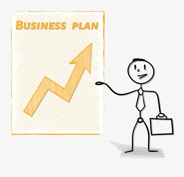 Der Mann und sein Businessplan — Stockvektor