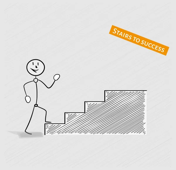 Man and stairs to success — Stock Vector