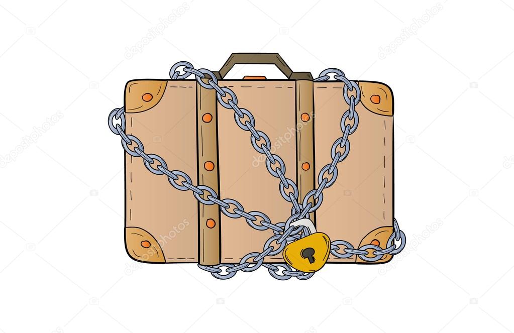 suitcase with chain and lock