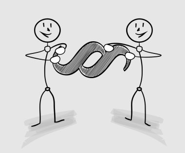 two men dragging the paragraph symbol