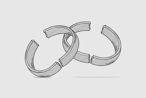 Gebroken ring, echtscheiding — Stockvector