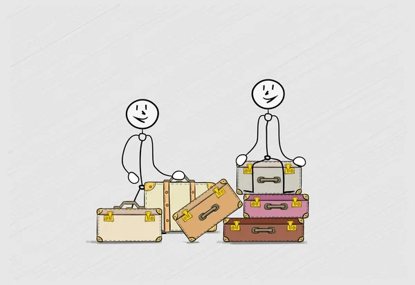 Suitcases with two persons — Stock vektor