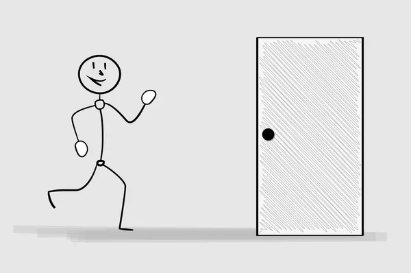 奔跑的人和门 — 图库矢量图片