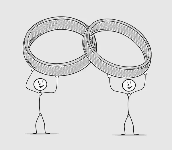 Two persons holding rings over their head — Διανυσματικό Αρχείο