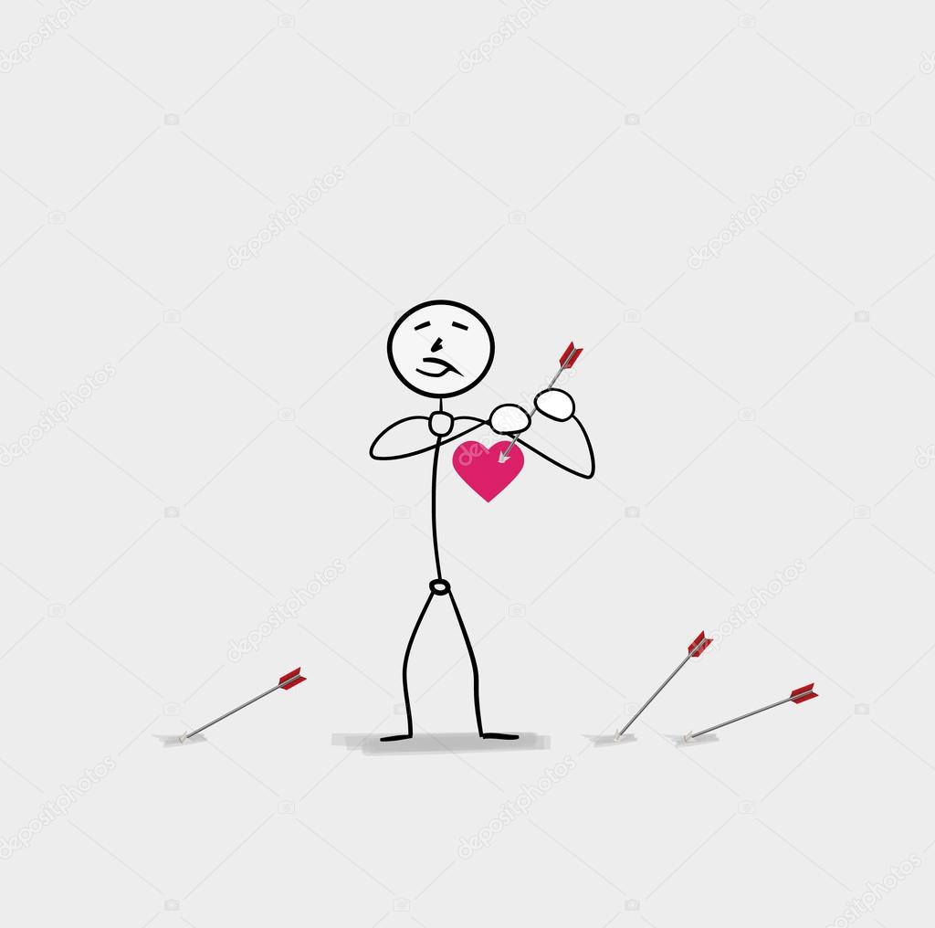 man piercing heart by an arrow
