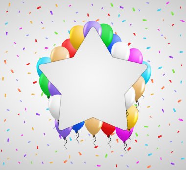 renk balonlar ve beyaz rozet