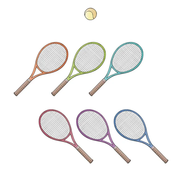 Raquetas de tenis y pelota — Vector de stock