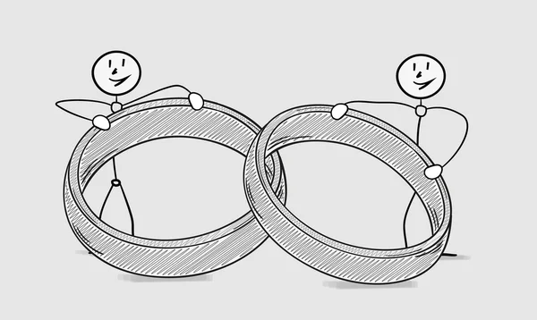 Två personer med ringar — Stock vektor