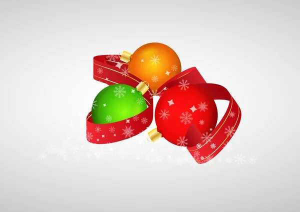 Bolas de Navidad y cinta — Vector de stock