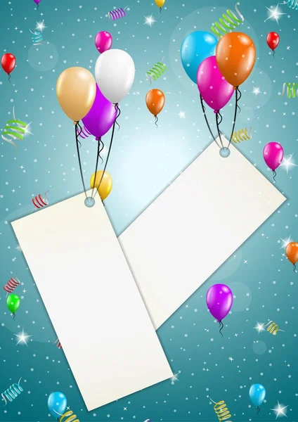 Boş kağıtlar ile uçan balonlar — Stok Vektör