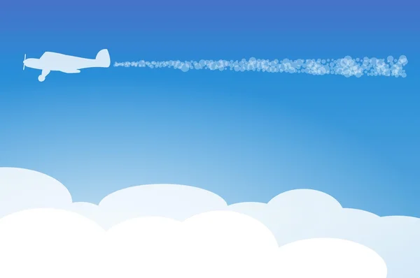 Avión y nubes — Vector de stock