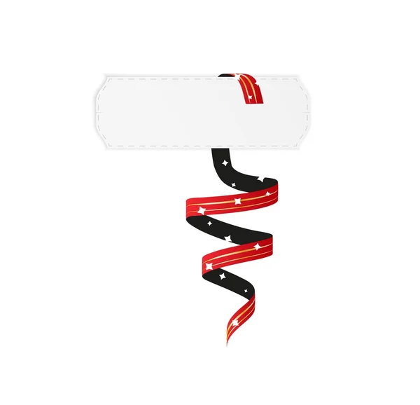 Weißes Preisschild und rotes Band — Stockvektor