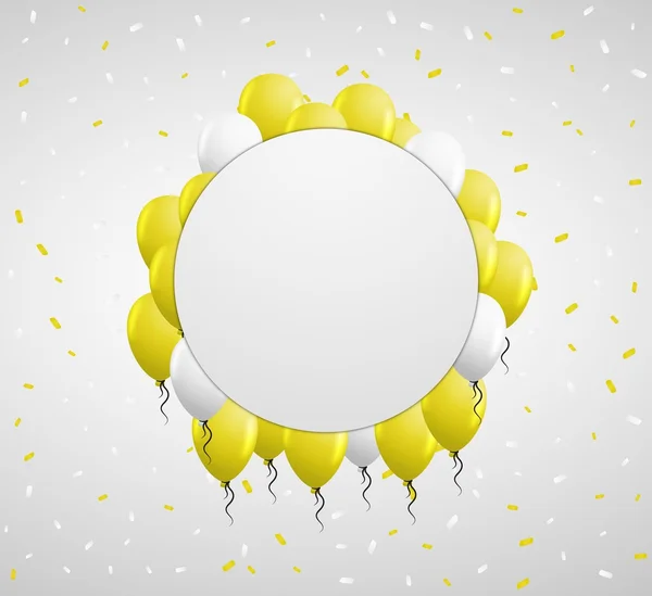 Kruh odznak a žluté balónky — Stockový vektor