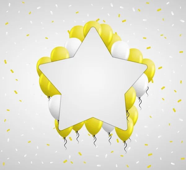 Hvězda odznak a žluté balónky — Stockový vektor