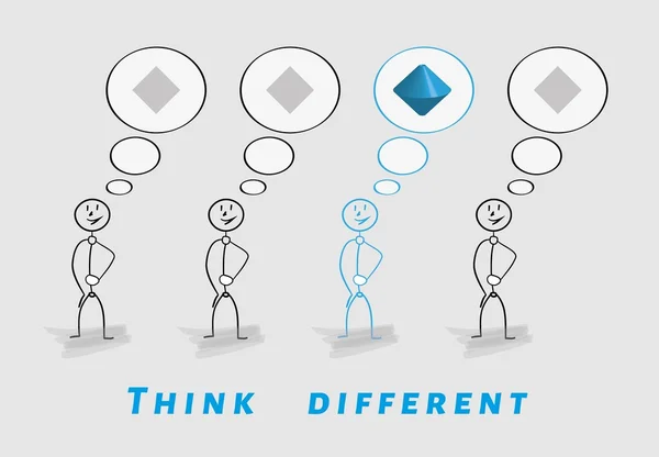 Pensar diferente, 2D vs 3D —  Vetores de Stock