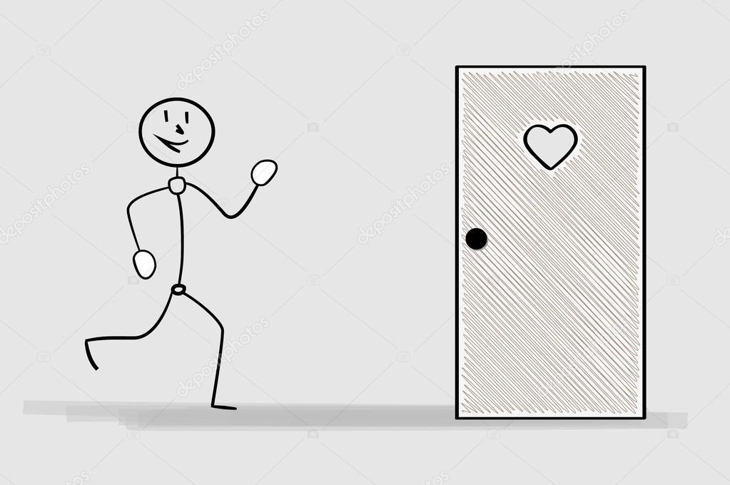 running man and door with heart