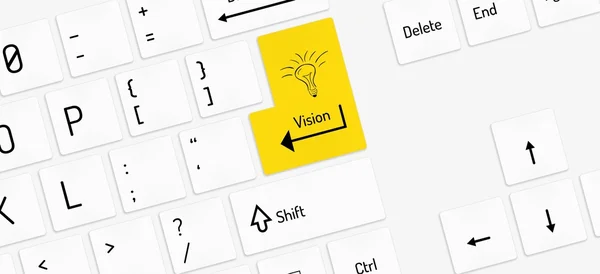 Vit tangentbord med vision nyckel — Stock vektor