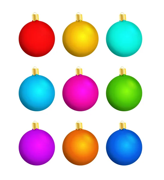 Nine christmas balls — Stock Vector