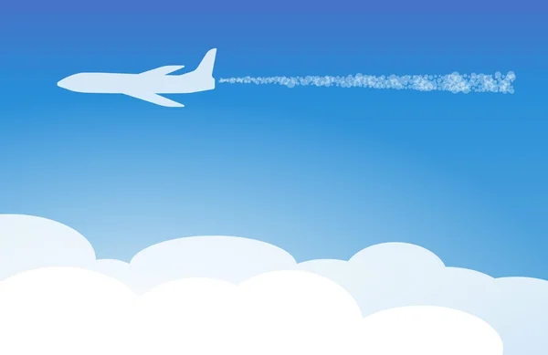 Avión y nubes — Vector de stock