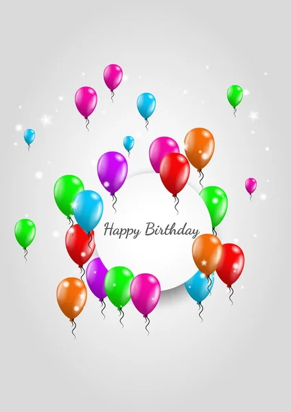 Feliz cumpleaños etiqueta y globos — Archivo Imágenes Vectoriales