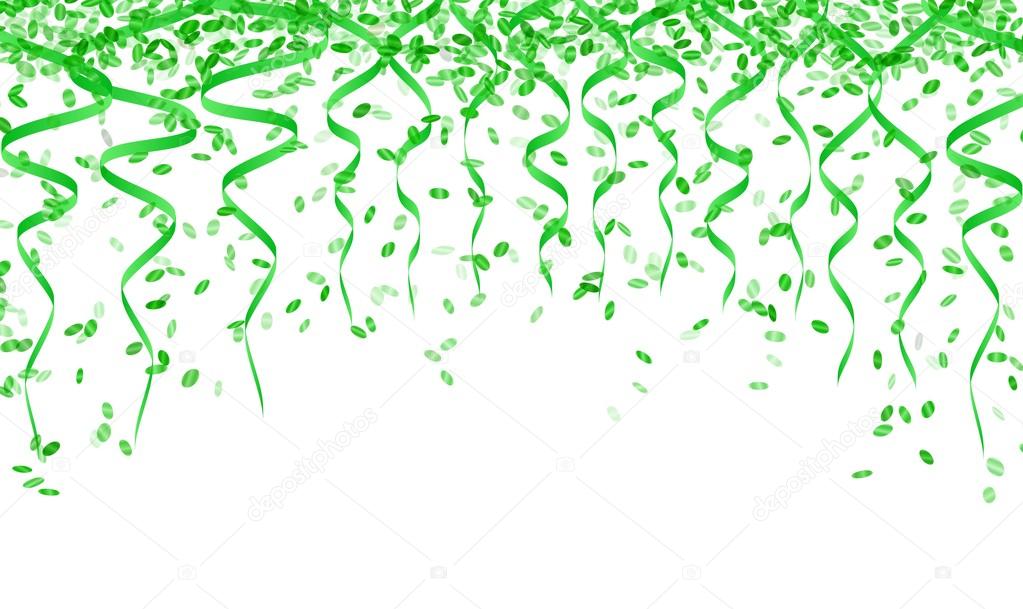 green confetti and ribbons