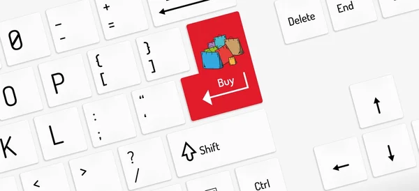 Vit tangentbord, påsar, köpa — Stock vektor