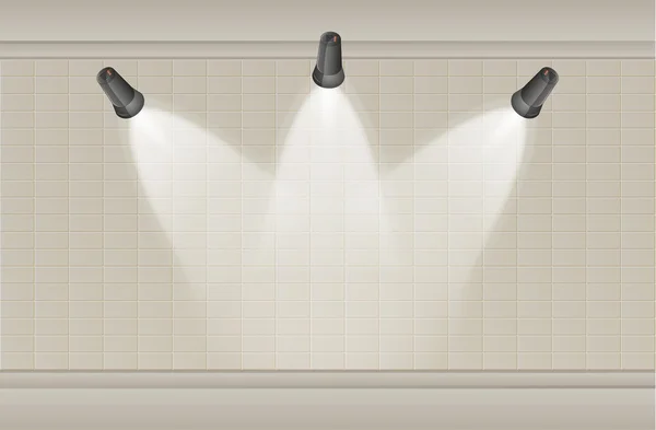 Drie verlichting en muur — Stockvector