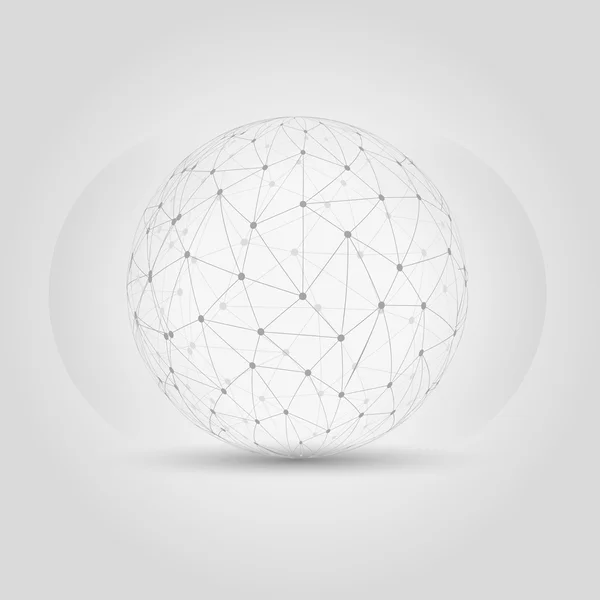Ball created from messy connected dots — Stock Vector
