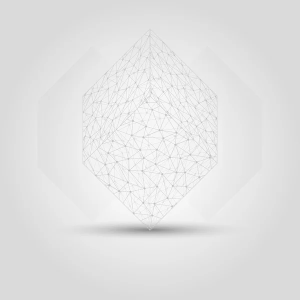 Cube from messy connected dots — Stock Vector