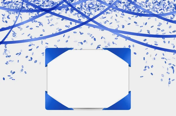 Tarjeta en blanco con confeti y cintas — Vector de stock