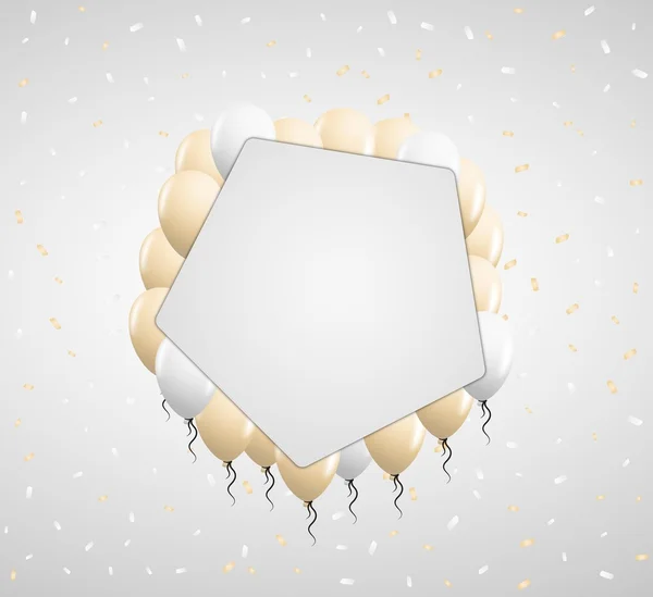 Insigne pentagone et ballons beige — Image vectorielle