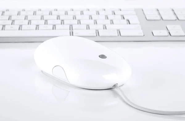 White Computer Keyboard Mouse Tidy Minimalistic Design — Stock Photo, Image