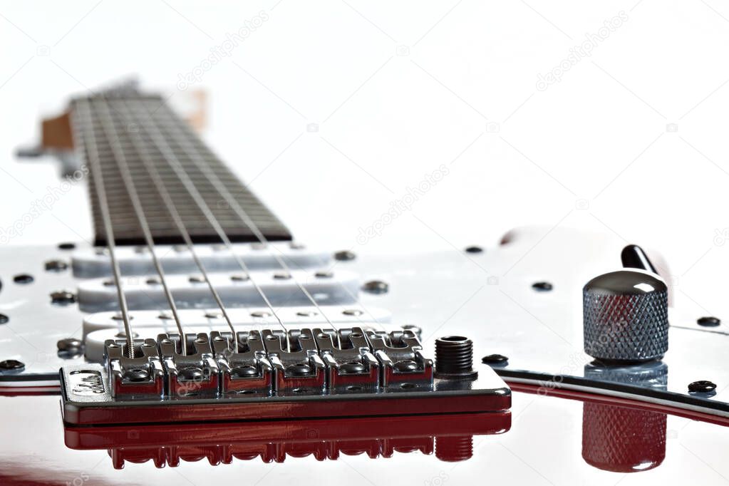 Guitar in close up. Musical instrument.