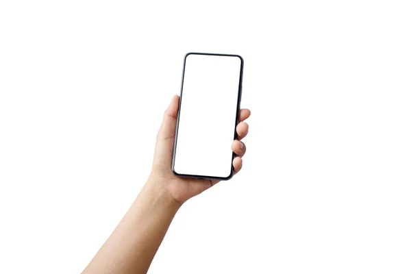 Smartphone Móvel Com Design Elegante Uma Tela Branco Isolada Fundo — Fotografia de Stock