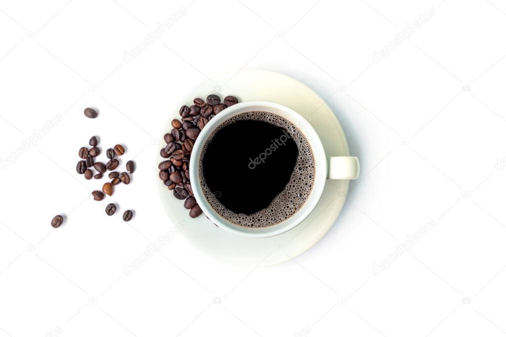 black coffee in a coffee cup isolated on white background. with clipping path.