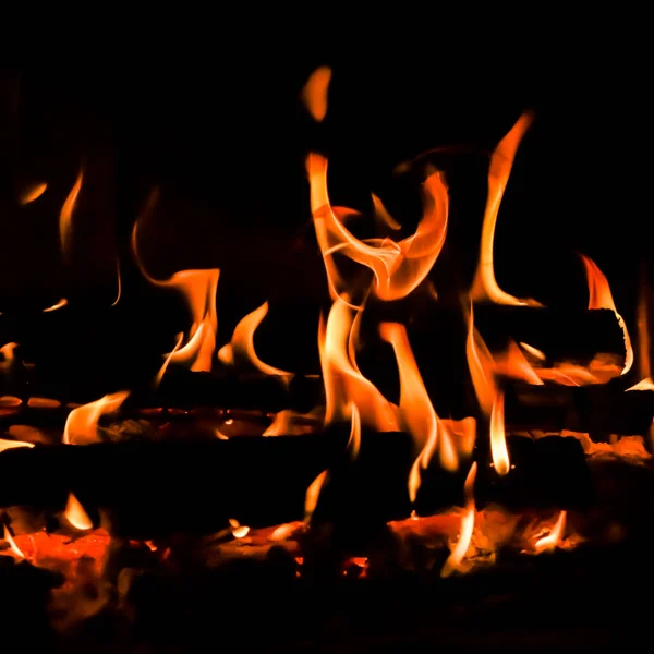 Red Blaze Fire Flame Black Background — Stock Photo, Image