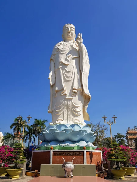 Estatua Buda Pie Templo Vinh Trang Mytho City Delta Del — Foto de Stock