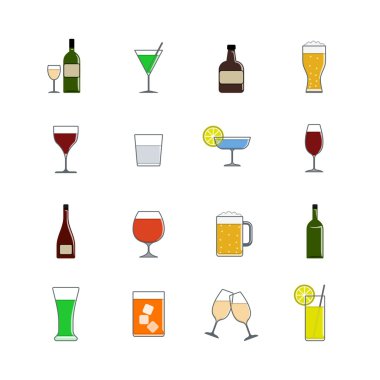 İçki renk simgesi düz tasarım stili ayarla