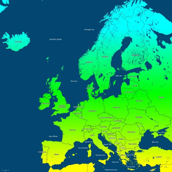 Farbe Europa Karte — Stockvektor