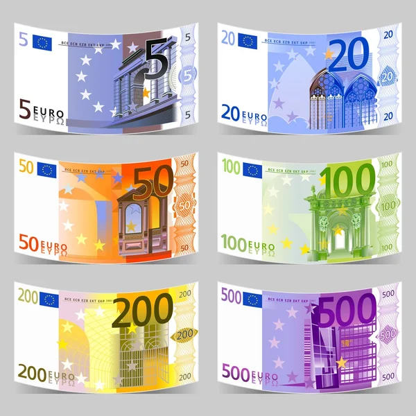 Billetes en euros — Vector de stock