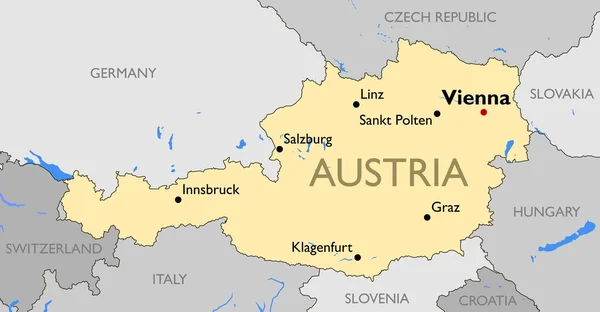 Austria Mappa — Vettoriale Stock