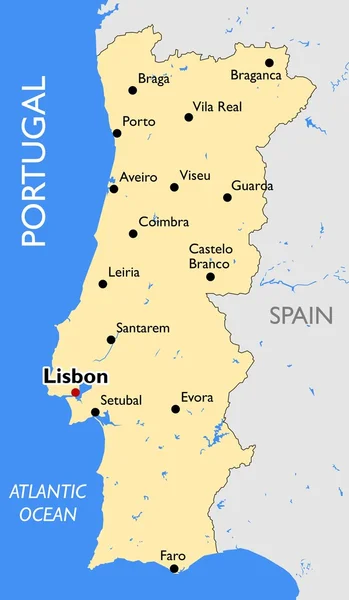 Portugal mapa — Vetor de Stock