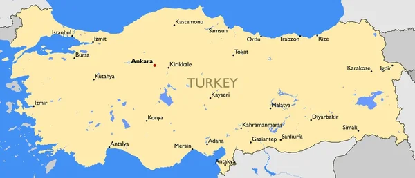 Turquia Mapa — Vetor de Stock