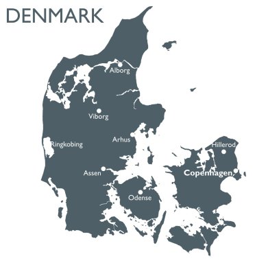 Vector Denmark map clipart