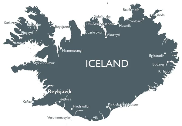 Vector Islândia mapa —  Vetores de Stock