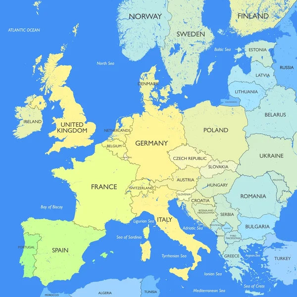 Mapa da cor Europa —  Vetores de Stock