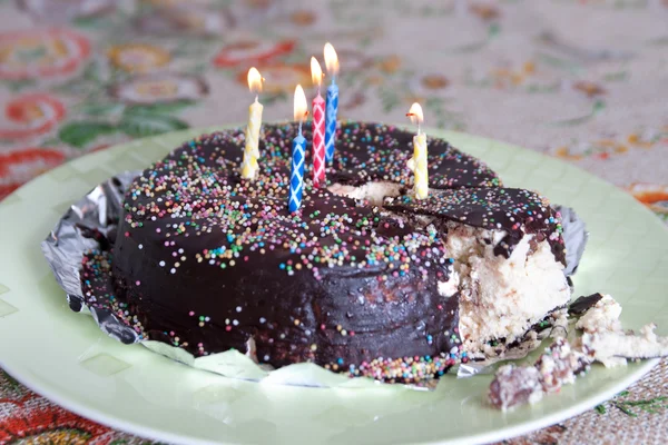 Easter Cottage Cheese Cake With Candles On The Top — Stock Photo, Image